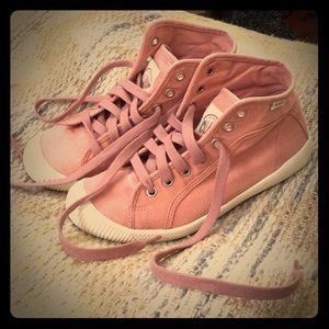 Palladium Pink Canvas High Top Sneakers Size 7.